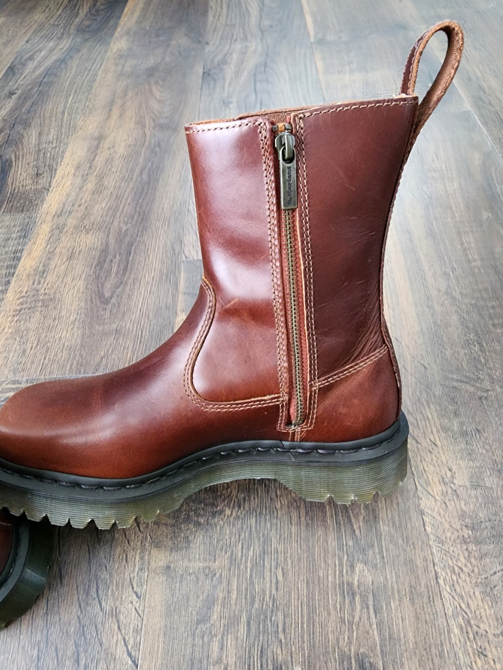 Dr. Martens Chestnut Brown Leather Side-Zip AMAAYAH LO Boots - Picture 9 of 10